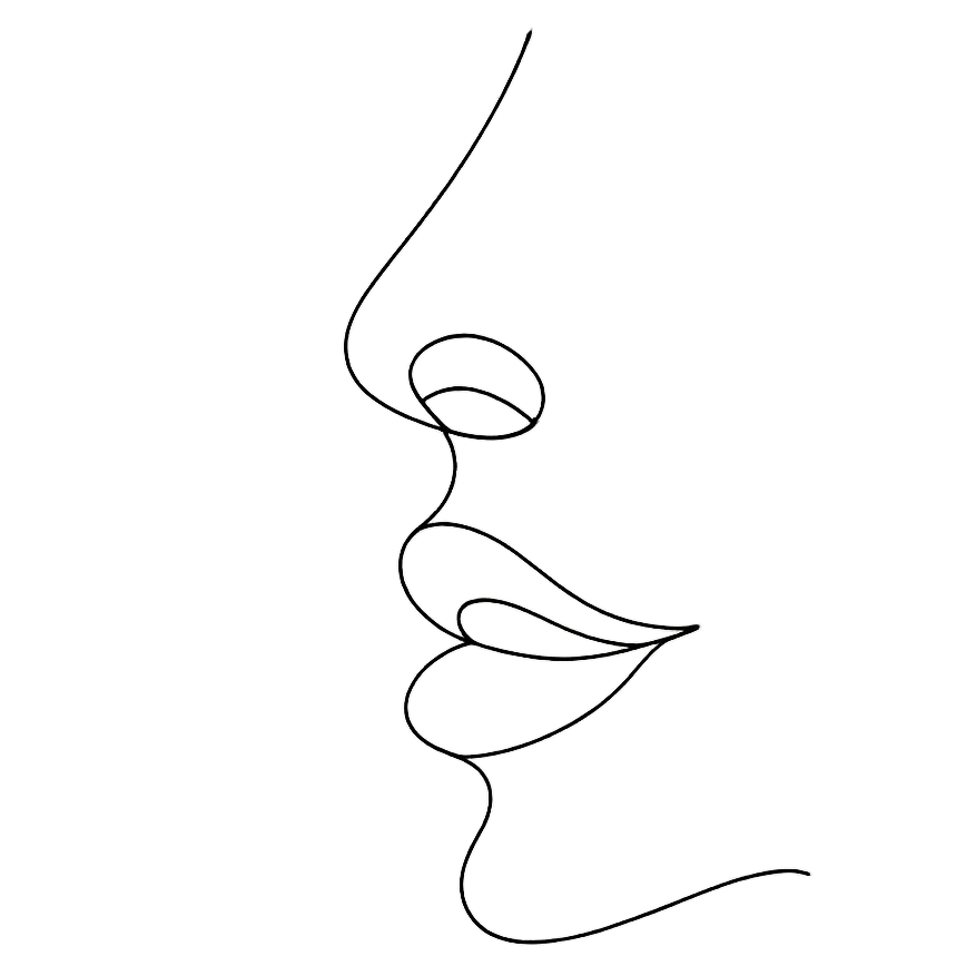 Sprache verbindet Gesicht aus zarten Linien in seitlicher Ansicht